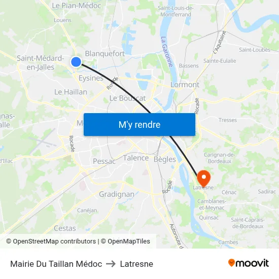 Mairie Du Taillan Médoc to Latresne map