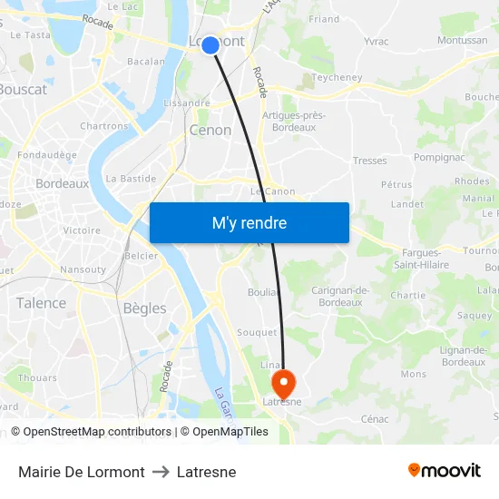 Mairie De Lormont to Latresne map