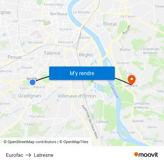 Eurofac to Latresne map