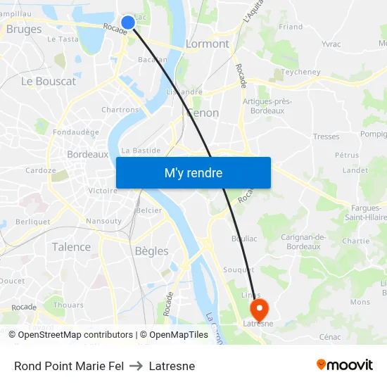 Rond Point Marie Fel to Latresne map