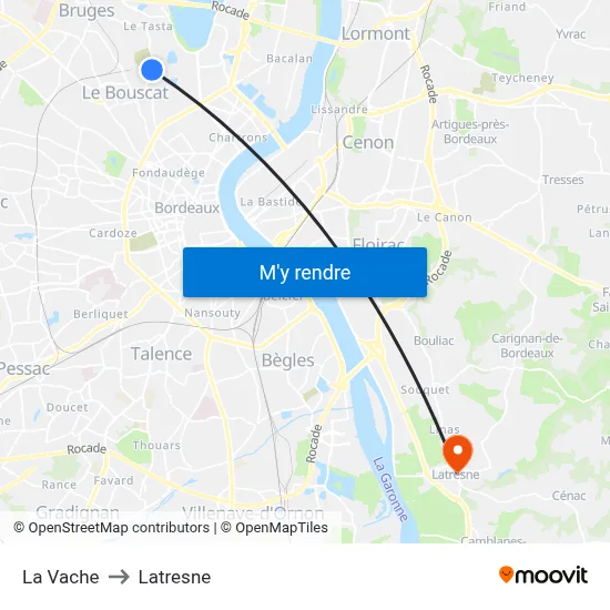 La Vache to Latresne map