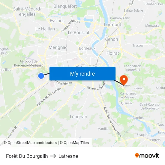 Forêt Du Bourgailh to Latresne map