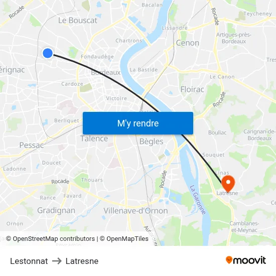 Lestonnat to Latresne map