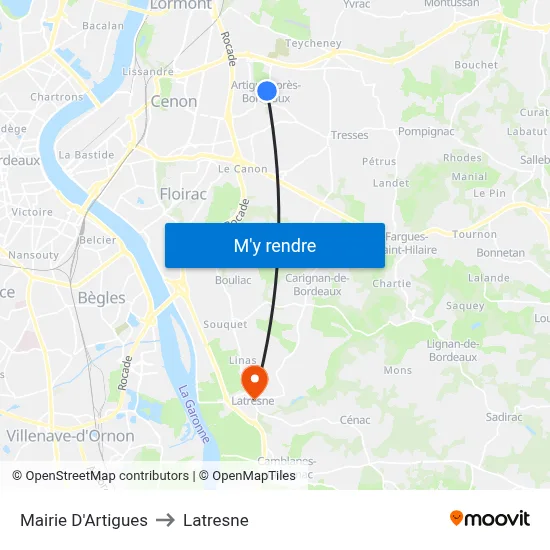 Mairie D'Artigues to Latresne map