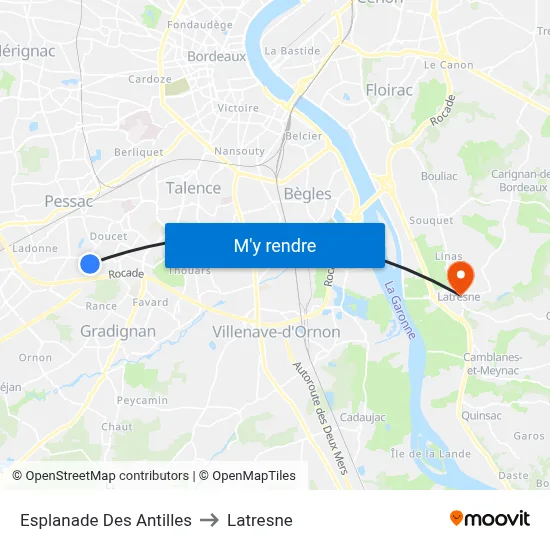 Esplanade Des Antilles to Latresne map