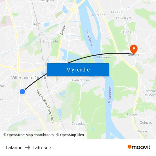 Lalanne to Latresne map