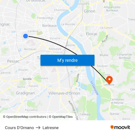 Cours D'Ornano to Latresne map