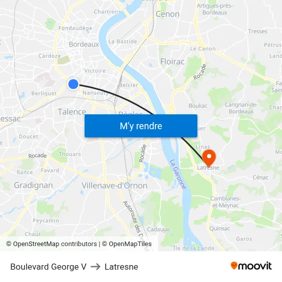 Boulevard George V to Latresne map