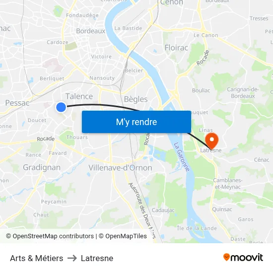 Arts & Métiers to Latresne map