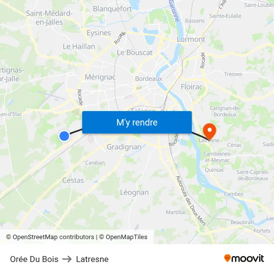 Orée Du Bois to Latresne map