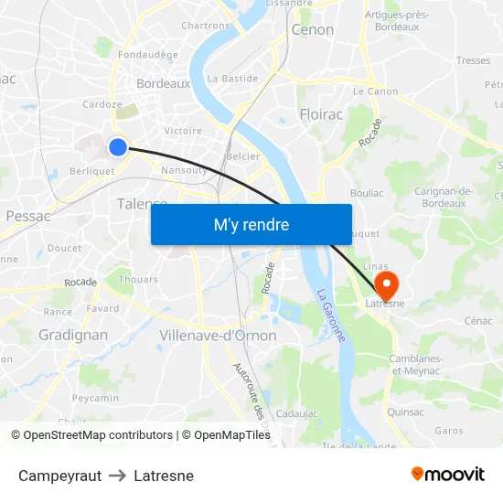 Campeyraut to Latresne map