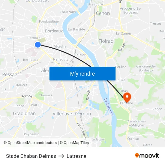 Stade Chaban Delmas to Latresne map