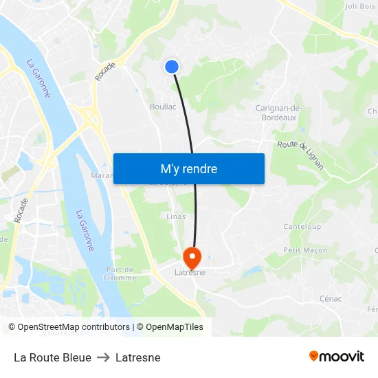 La Route Bleue to Latresne map