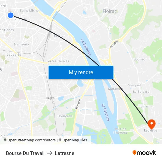 Bourse Du Travail to Latresne map