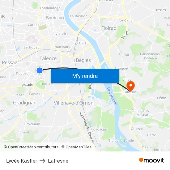 Lycée Kastler to Latresne map