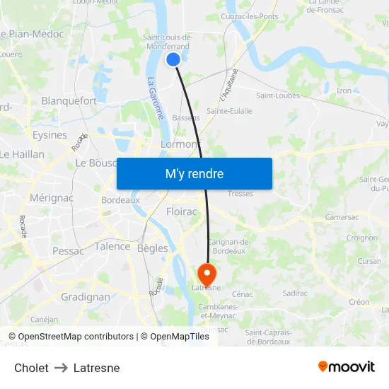 Cholet to Latresne map