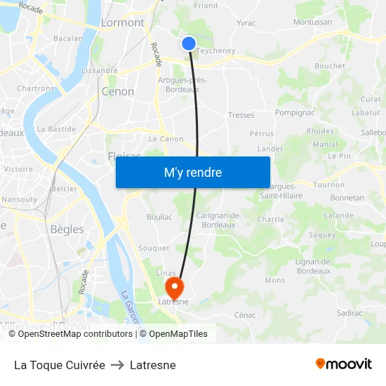La Toque Cuivrée to Latresne map