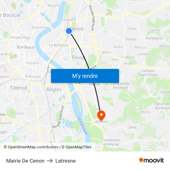 Mairie De Cenon to Latresne map