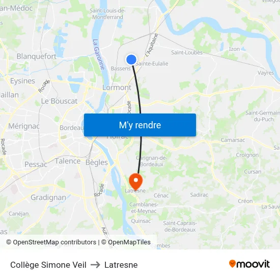 Collège Simone Veil to Latresne map