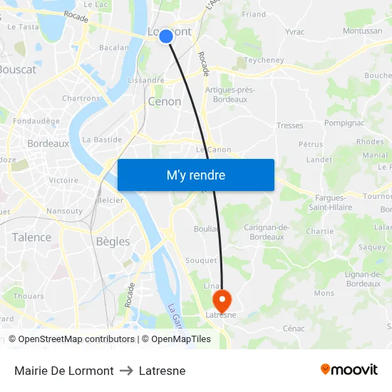 Mairie De Lormont to Latresne map