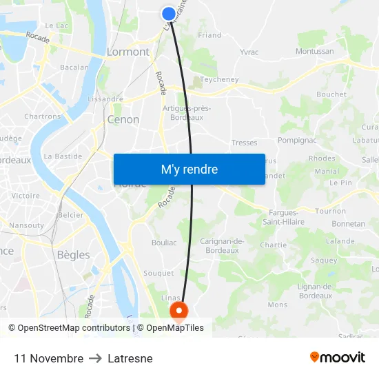 11 Novembre to Latresne map