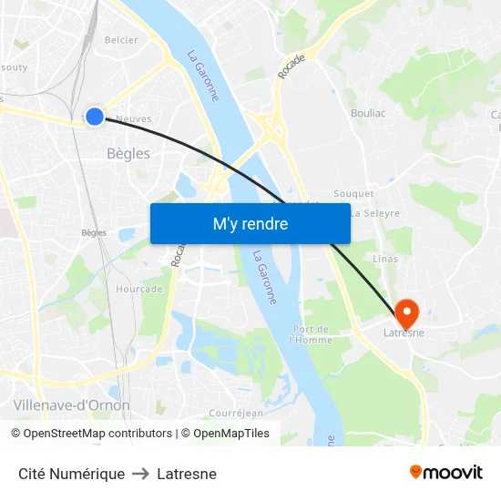 Cité Numérique to Latresne map