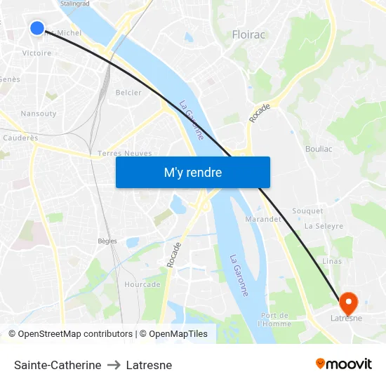 Sainte-Catherine to Latresne map