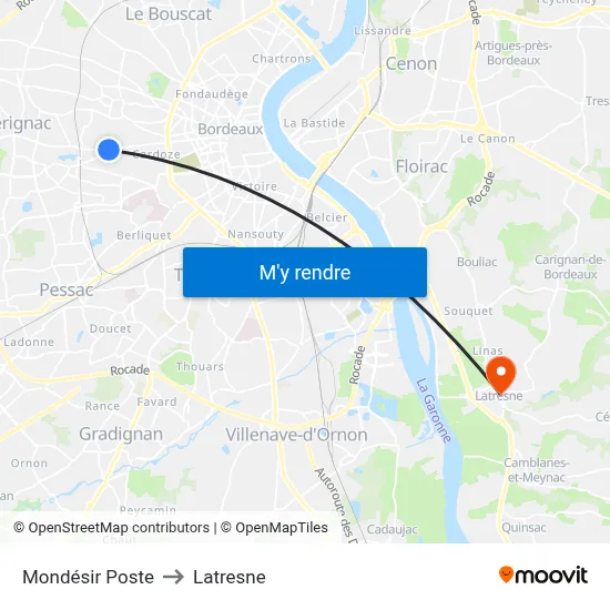Mondésir Poste to Latresne map