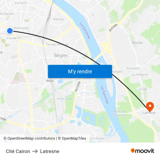 Cité Cairon to Latresne map