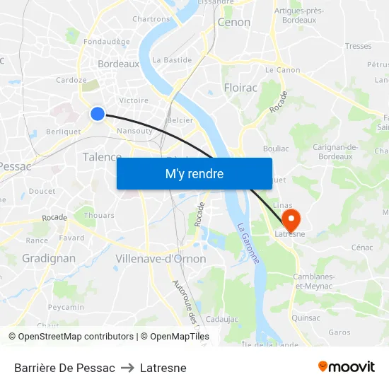 Barrière De Pessac to Latresne map