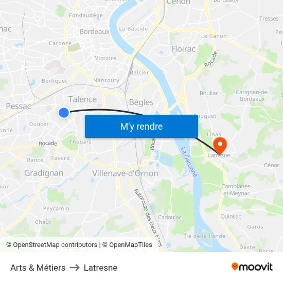 Arts & Métiers to Latresne map