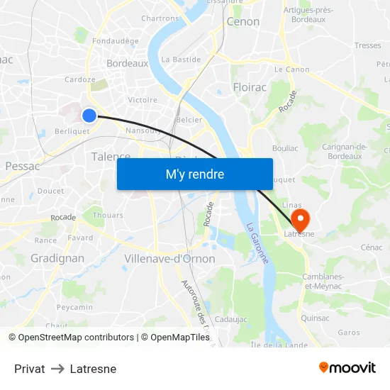 Privat to Latresne map