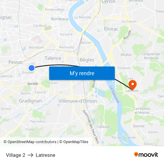 Village 2 to Latresne map