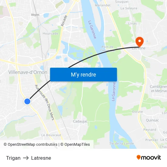 Trigan to Latresne map