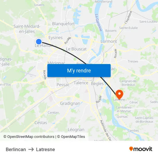 Berlincan to Latresne map