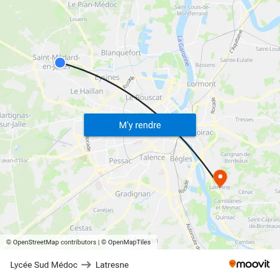 Lycée Sud Médoc to Latresne map