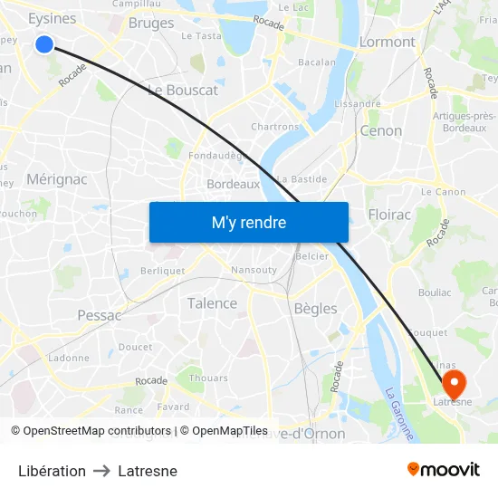 Libération to Latresne map