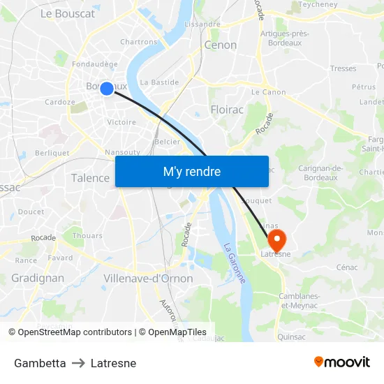 Gambetta to Latresne map