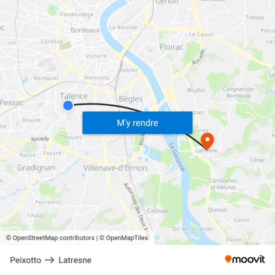 Peixotto to Latresne map