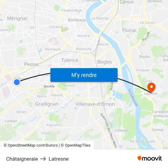 Châtaigneraie to Latresne map