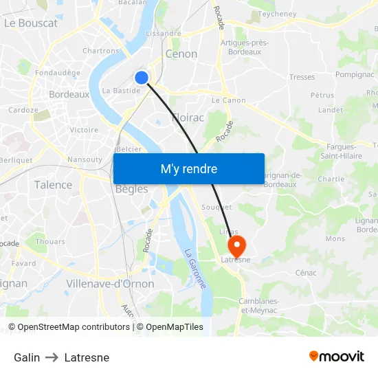 Galin to Latresne map