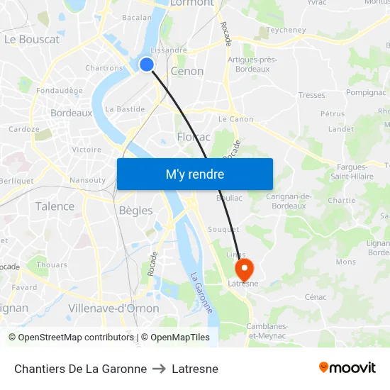 Chantiers De La Garonne to Latresne map