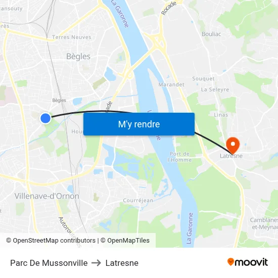 Parc De Mussonville to Latresne map