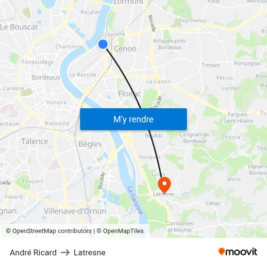 André Ricard to Latresne map