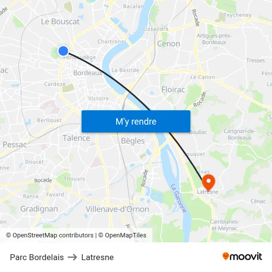 Parc Bordelais to Latresne map