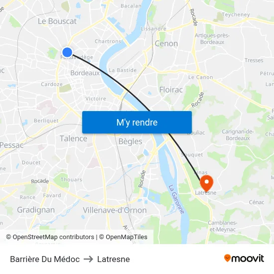 Barrière Du Médoc to Latresne map