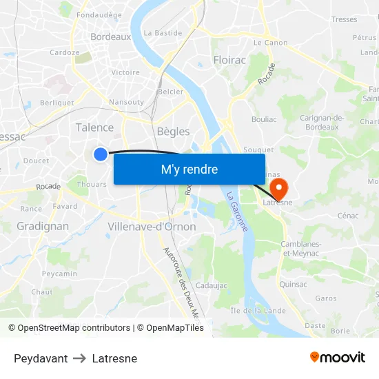 Peydavant to Latresne map