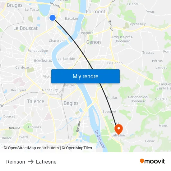 Reinson to Latresne map