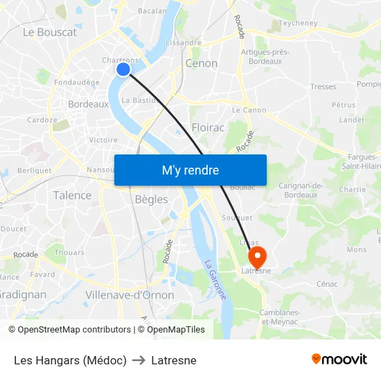 Les Hangars (Médoc) to Latresne map