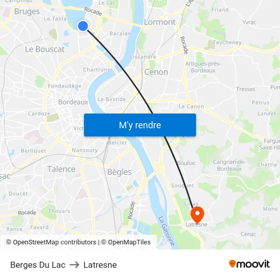 Berges Du Lac to Latresne map